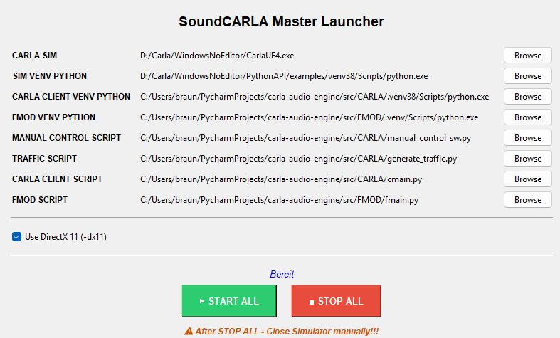 SoundCARLA Master Launcher Interface